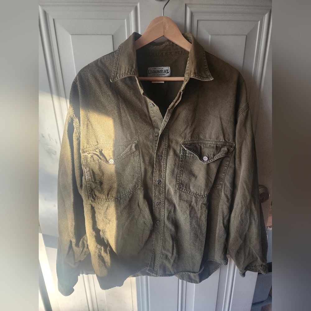 Unionbay VTG 100% Cotton Olive Green Men's Button Up Shirt - L